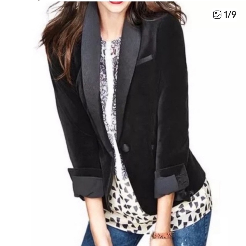 CAbi Gala Black Velvet Tuxedo Jacket Medium TS